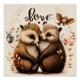 erizos en poster de amor