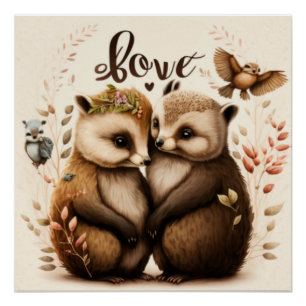 erizos en poster de amor