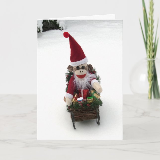 Ernie la tarjeta de Navidad de Santa del mono del (Anverso)
