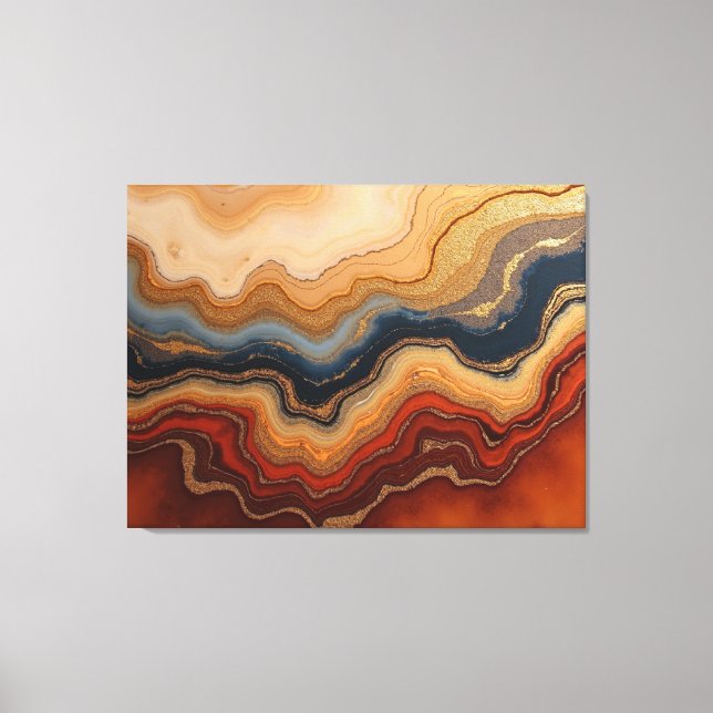 Erosión Dorada – Lienzo Fluido Abstracto de 40"x 3 (Anverso)