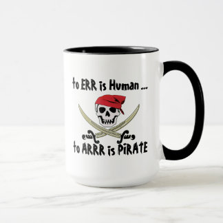 Errar es humano taza alegre del pirata de Rogelio