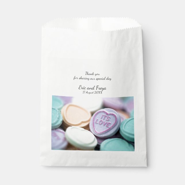 "Es amor" Amor corazón dulce Favor bolsas (Anverso)