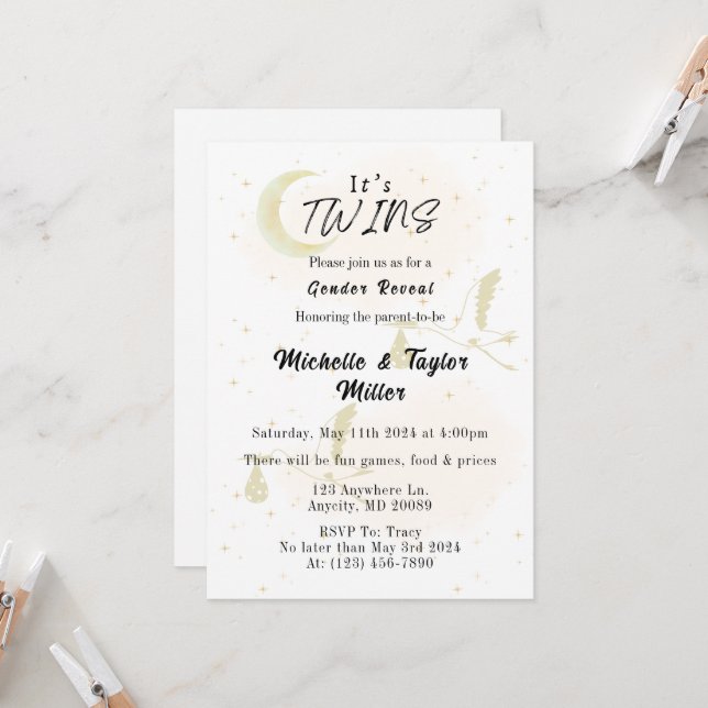 Es Anuncio de Revelación de Género de Gemelos (Anverso/Reverso In Situ)