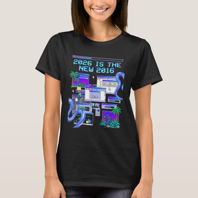 Es Camiseta 2016 Vaporwave Pixel Estética de Compu (Anverso)