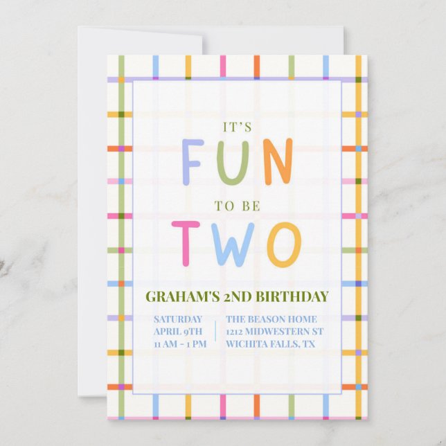 ES DIVERTIDO SER DOS INVITACIÓN DE CUMPLEAÑOS (Anverso)