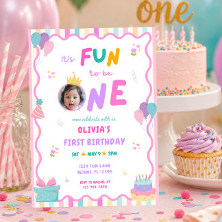 Es Divertido Ser Una Niña Cumpleaños 1 Tarjeta Per