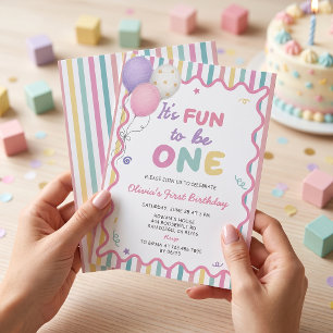 Es divertido ser una niña Invitación al 1er cumple