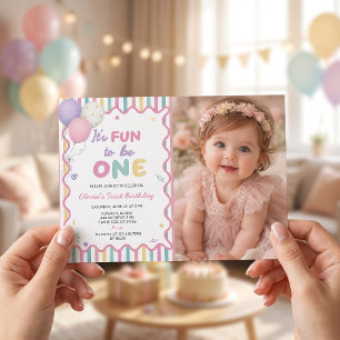 Es divertido ser una niña Invitación al 1er cumple