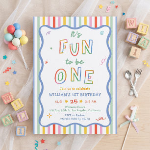 Es divertido ser uno Invitación de cumpleaños núme
