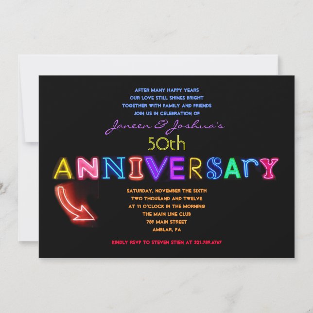 ¡ES ELÉCTRICO! 50.º Boda Aniversario Invitación (Anverso)