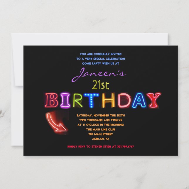 ¡ES ELÉCTRICO! Invitación a cumpleaños número 21 (Anverso)