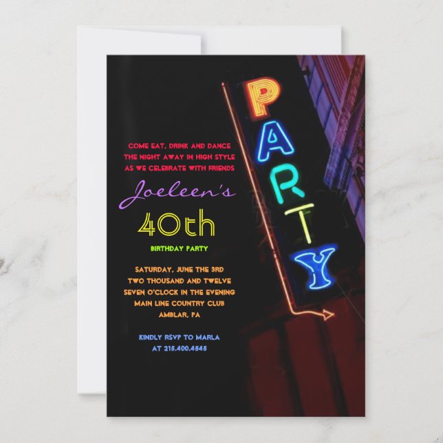 ¡ES ELÉCTRICO!  Invitación a la fiesta de RÓTULO N (Anverso)