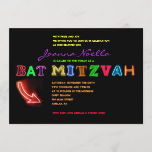 ¡ES ELÉCTRICO! Invitación a NEON RÓTULO Bat Mitzv