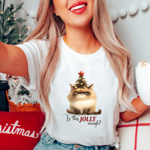 ¿Es Esto Suficiente De Jolly? Camiseta Cat navidad