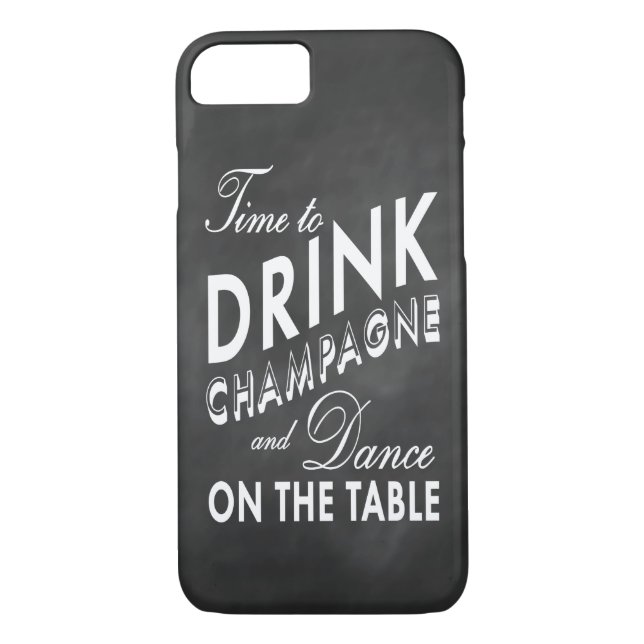 Es hora de beber champán Chalkboard Funda para iPh (Reverso)