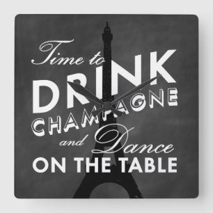 Es hora de beber champán Torre Eiffel reloj de par
