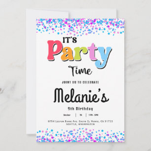 Es hora de fiesta - Invitación de fiesta de confet