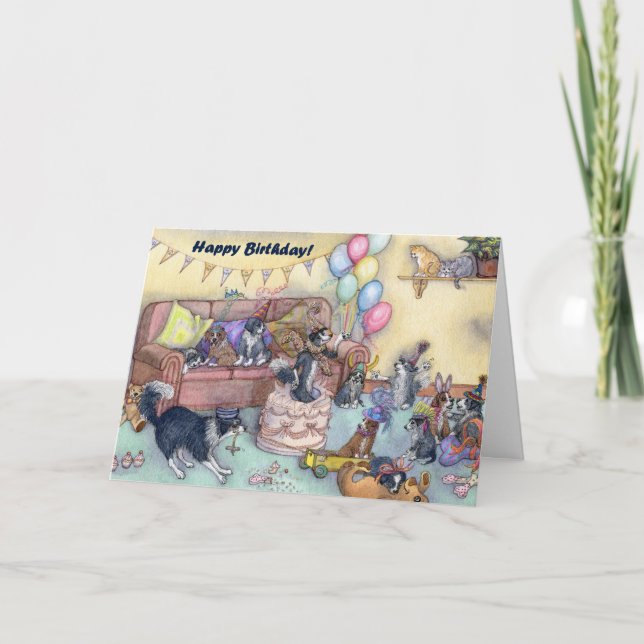 ¡Es hora de fiesta! Tarjeta de estilo de cumpleaño (Anverso)