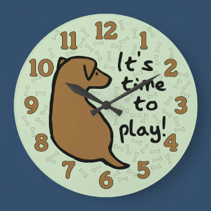 Es hora de jugar reloj de pared de perro