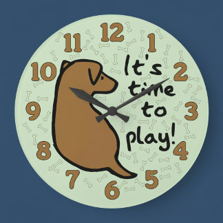 Es hora de jugar reloj de pared de perro