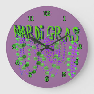 ¡Es hora de Mardi Gras! Reloj de pared