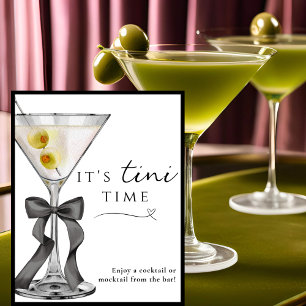 Es hora de Tini Señal de cartel de bar de Martini