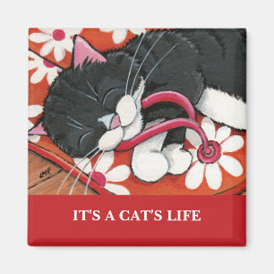 Es imán del arte del gato de la vida el  