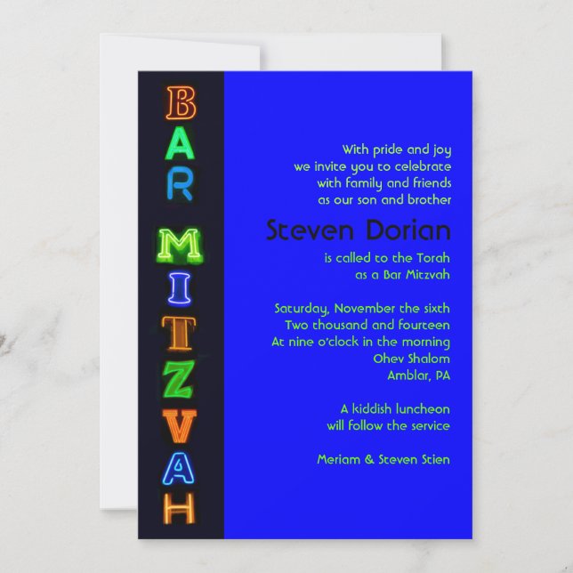 Es Invitación A Bar ELÉCTRICO Bat Mitzvah (Anverso)