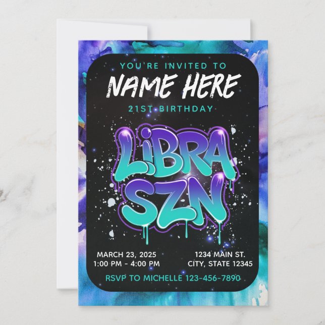 Es Invitación de Cumpleaños Zodiaco Temporada Libr (Anverso)