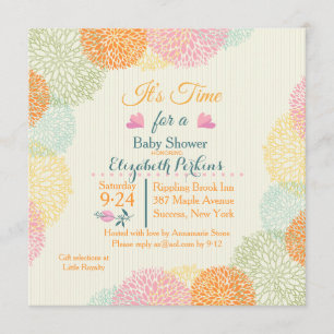 Es invitación floral de Baby Shower del tiempo