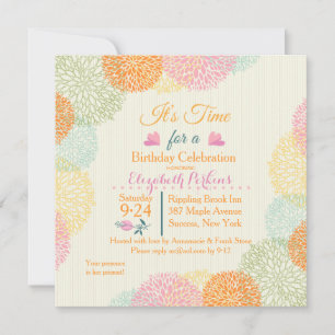 Es invitación floral del cumpleaños del tiempo