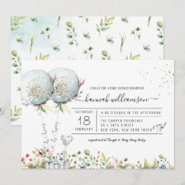 Es Invitación para Baby Shower de Gemelos Globo Az