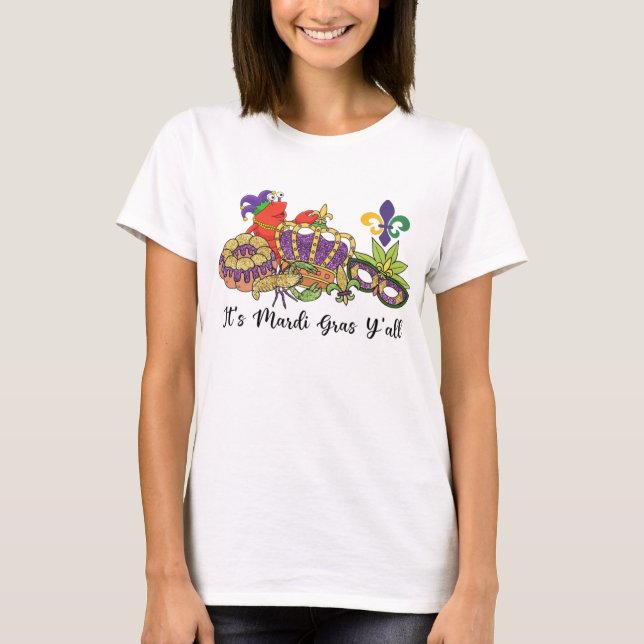 Es la camiseta del Mardi Gras Y'all para las mujer (Anverso)