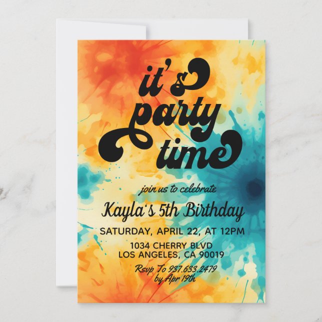 Es la invitación de cumpleaños de Fiesta Groovy Ti (Anverso)