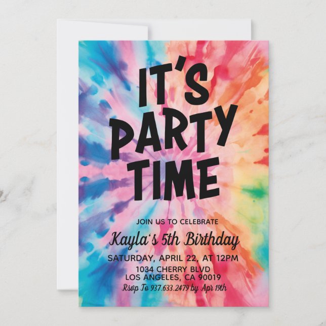 Es la invitación de cumpleaños de Fiesta Groovy Ti (Anverso)