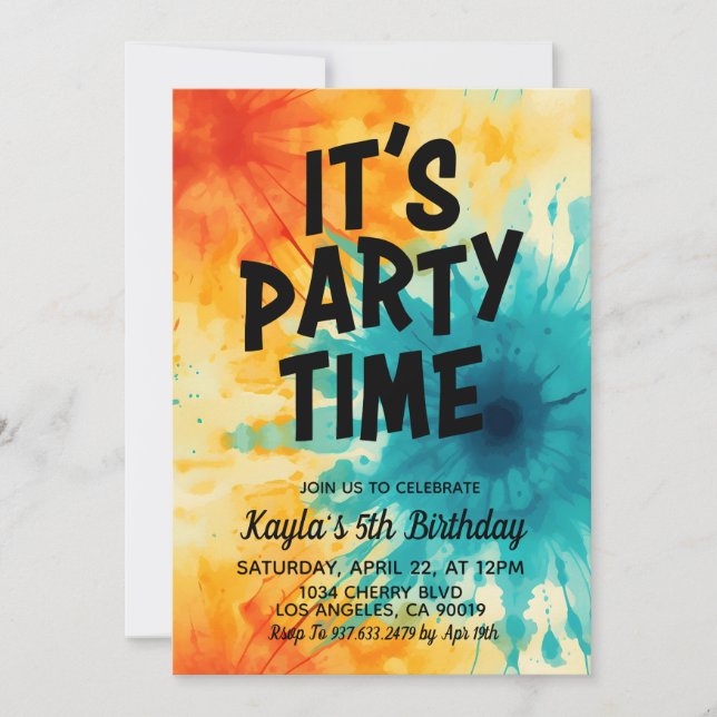 Es la invitación de cumpleaños de Fiesta Groovy Ti (Anverso)