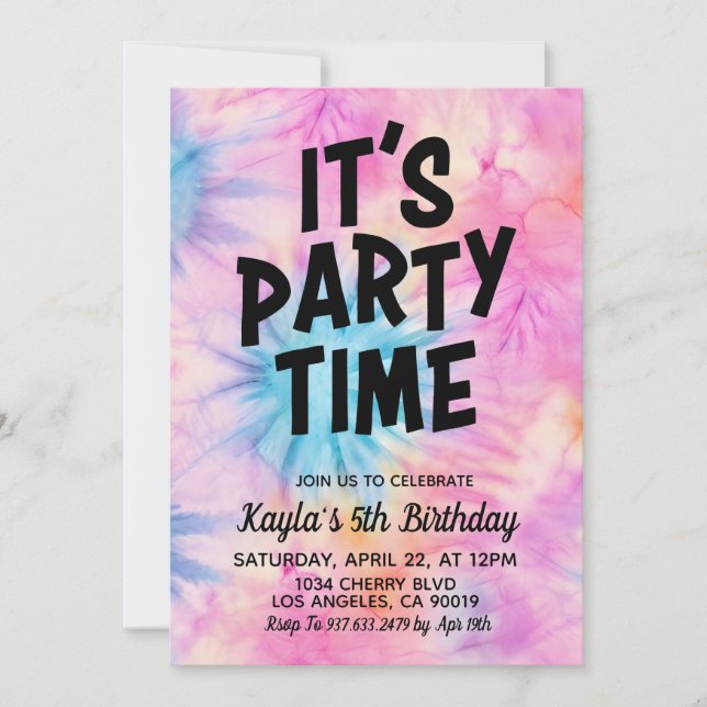Es la invitación de cumpleaños de Fiesta Groovy Ti (Anverso)