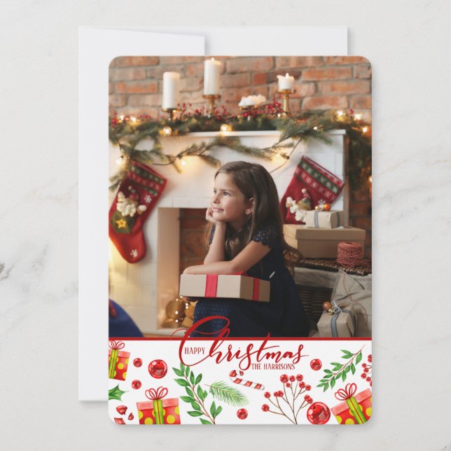 Es la tarjeta de Navidad de fotos de las fiestas (Anverso)