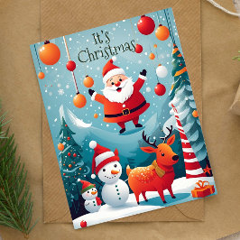Es la tarjeta de vacaciones de Navidades de Santa