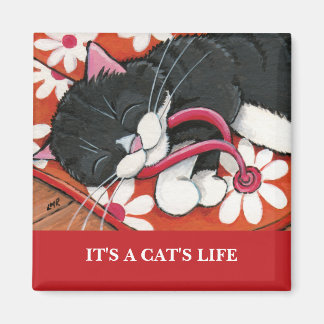 Es la vida de un gato | Imán de arte gato personal