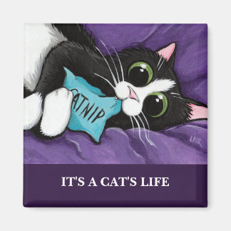 Es la vida de un gato | Imán de arte gato personal