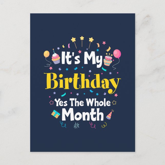 Es mi cumpleaños sí todo el mes invitación (Anverso)