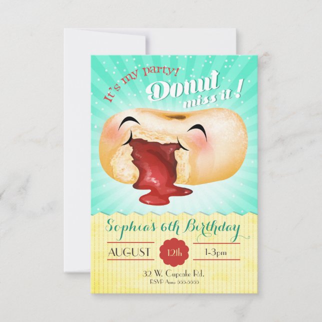 ¡Es mi Fiesta Donut Miss! Invitación de cumpleaños (Anverso)