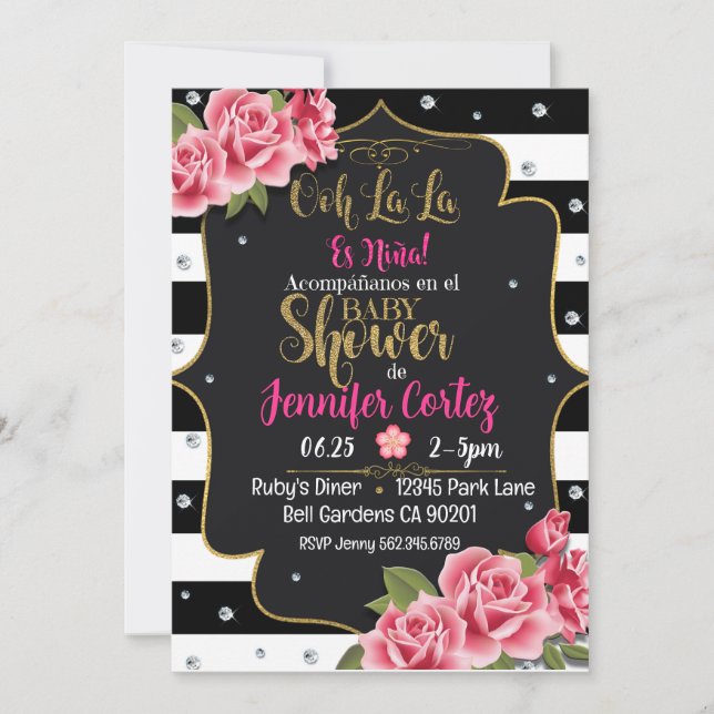 Es niña invitacion de baby Shower (Anverso)
