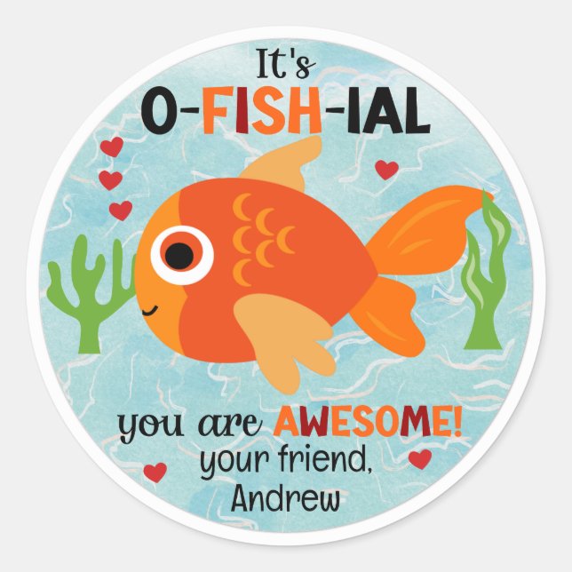 Es O-PESC-IAL Pegatinas de San Valentín de Pescado (Anverso)