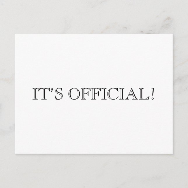 ¡Es oficial! Invitación Boda moderna elópica (Anverso)