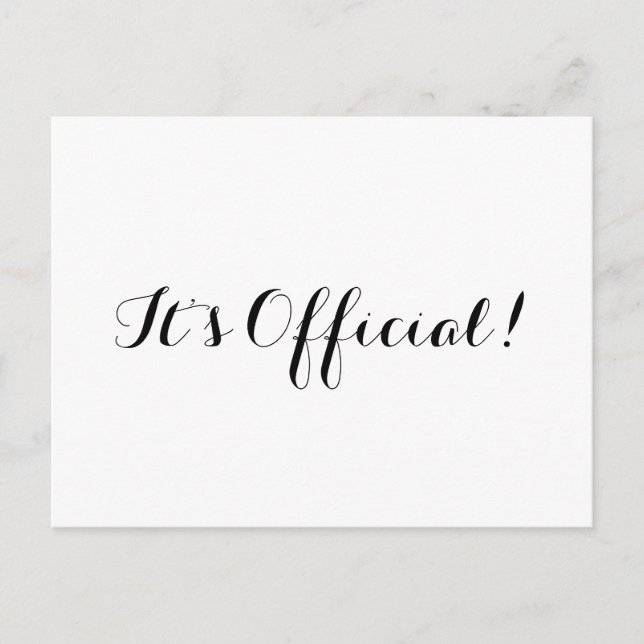 ¡Es oficial! Invitación Boda simple eludida (Anverso)