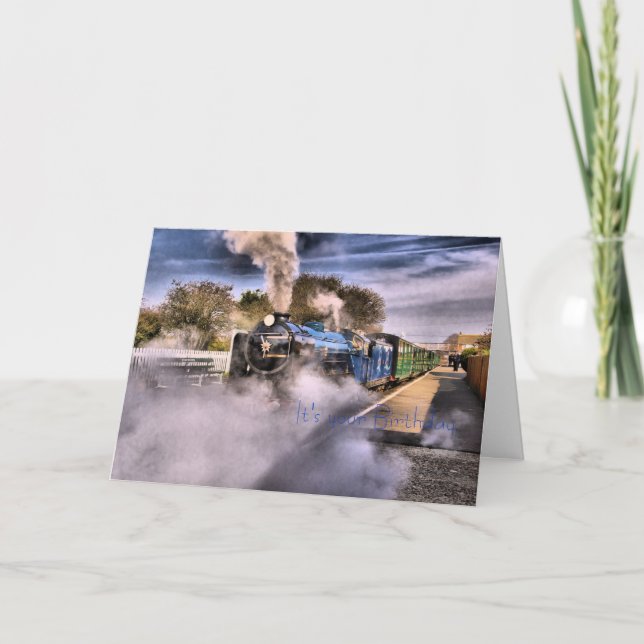 Es su cumpleaños, tarjeta del tren del vapor (Anverso)