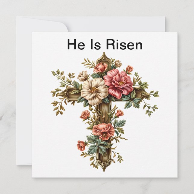 Es Tarjeta Cruzada Risen Jesús, Feliz Día De Pascu (Anverso)