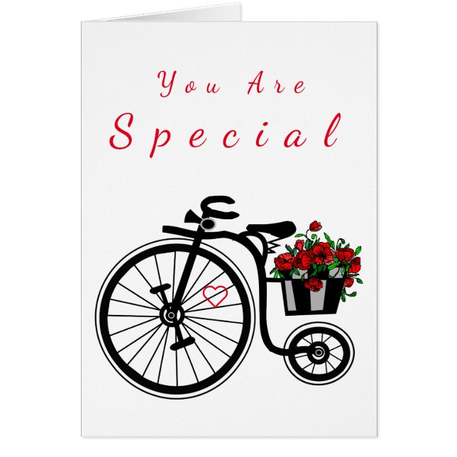 Es Tarjeta Especial Flores Románticas Bicicleta (Frente)